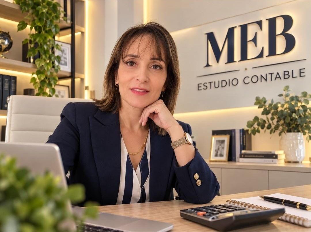 Contadora Pública María Emilia Britez en su oficina del Estudio Contable MEB